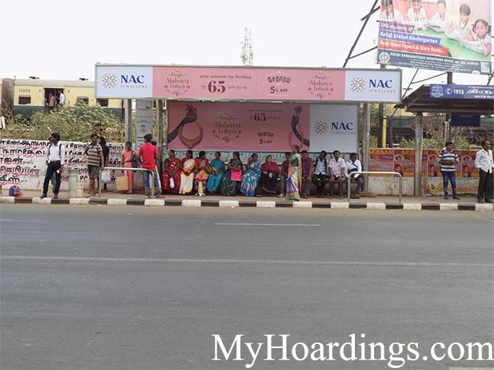Best OOH Ad agency in Chennai, Bus Shelter Advertising Company at Mangalapoori Bus Stop in Chennai